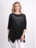 Solid Color Mid-Sleeved Top with Branched Rhinestone 